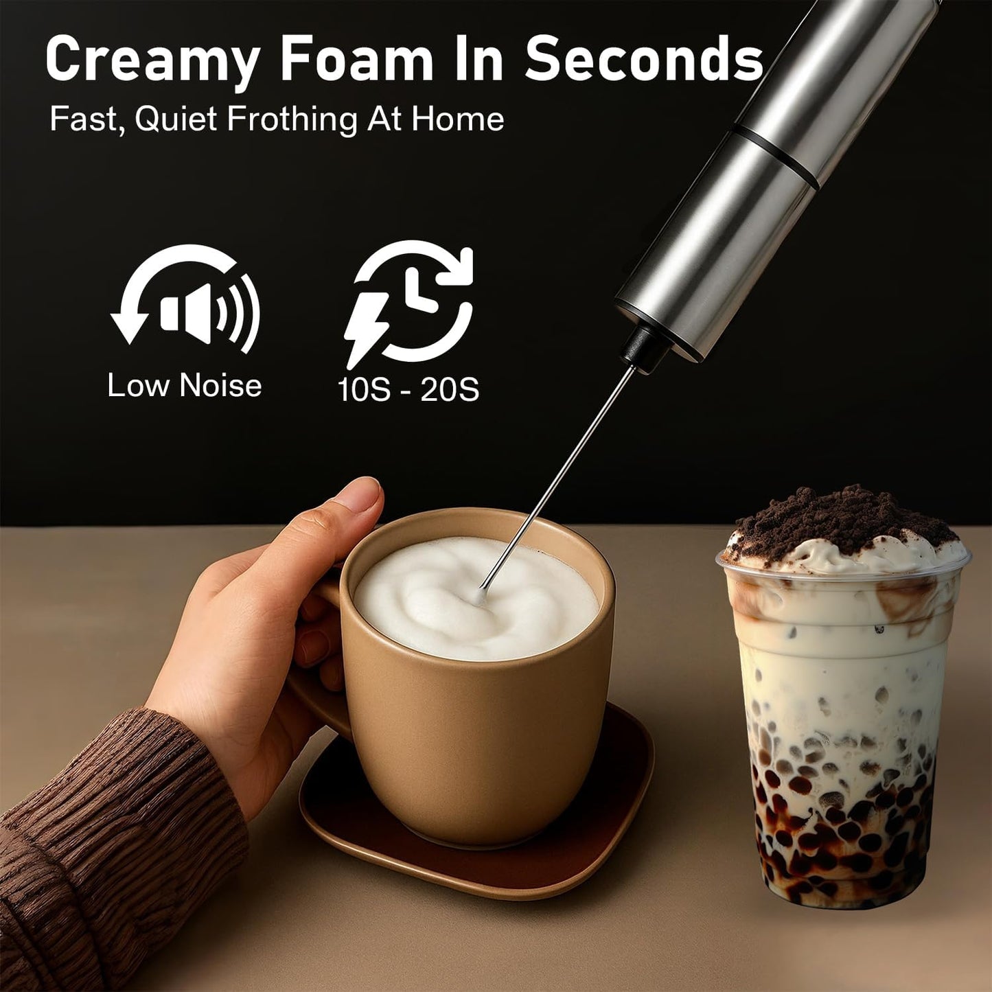 Premium Stainless Steel Electric Milk Frother